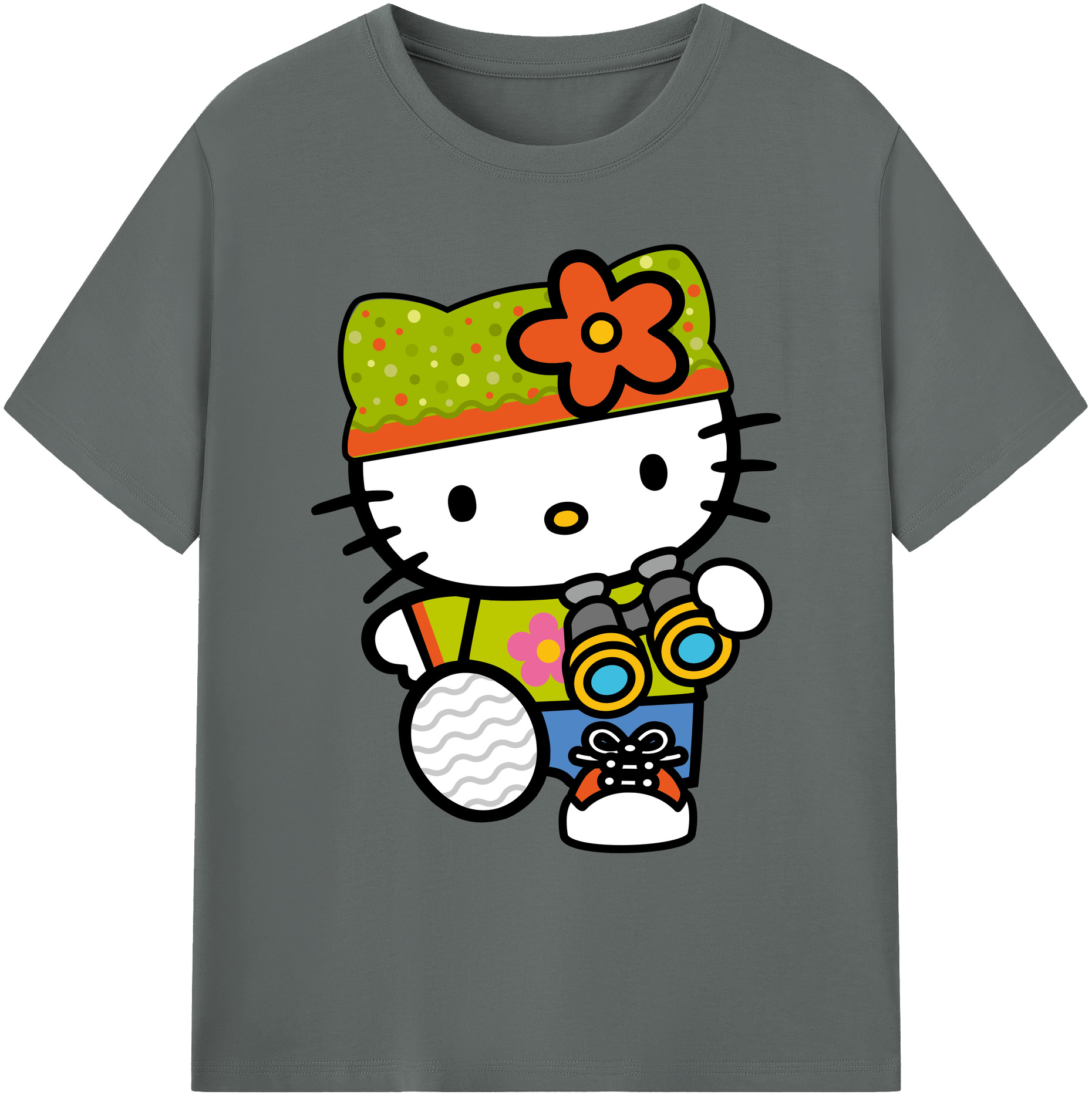 （画像用） Hello Kitty ハローキティ 綿100％ メンズ半袖Tシャツ｜肌触りやわらか＆通気性